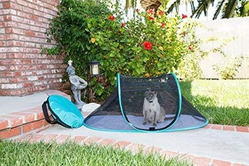 Nala and Company - The Cat House Outdoor Pet Enclosure for Indoor Cats - 43" x 23" x 18" - Portable, View, Pop Up Lounger Tent for Deck, Patio, Porch, Yard, Balcony & RV Travel - with Storage Pouch in Saudi Arabia