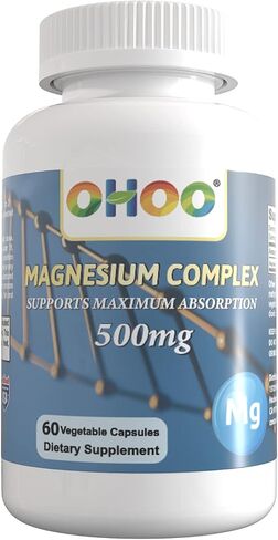 مكمل مركب المغنيسيوم 500 مجم، يدعم أقصى قدر من الامتصاص، 60 كبسولة نباتية in Kuwait