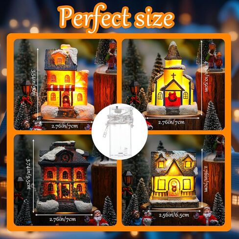 Wettarn 26 Pcs LED Christmas Villages Sets Christmas Figurines Decoration Lighted LED Christmas Village Houses Building Xmas Village Collectible Buildings Home Decoration Xmas Gifts Indoor Room Decor in Saudi Arabia