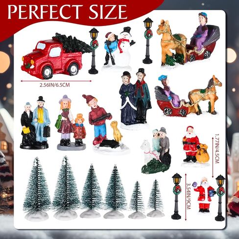 Wettarn 26 Pcs LED Christmas Villages Sets Christmas Figurines Decoration Lighted LED Christmas Village Houses Building Xmas Village Collectible Buildings Home Decoration Xmas Gifts Indoor Room Decor in Saudi Arabia