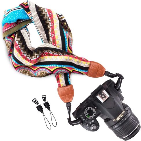 حزام حزام كتف من Wolven ناعم برقبة الكاميرا متوافق مع جميع كاميرات DSLR/SLR// الكاميرا الرقمية (DC)/الكاميرا الفورية، نيكون/كانون/ سوني/ بينتاكس/أوليمبودي/ليكا / فوجي فيلم وما إلى ذلك، متعدد الألوان in Kuwait