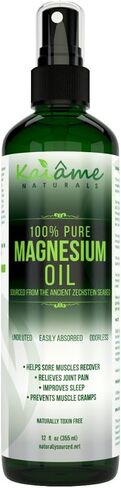 Kaiame Naturals Magnesium Oil Spray, Large 12 oz, Undiluted, Pure and Organic, Sourced from Ancient Zechstein Seabed in Saudi Arabia