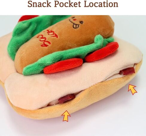 GOSUNY TOYS Crinkly Dog Toys, HOT Dog Dog Toy, Multi Squeaker Dog Toys, Crinkle Dog Toys for Small Dogs, Dog Snuffle Toy in Kuwait