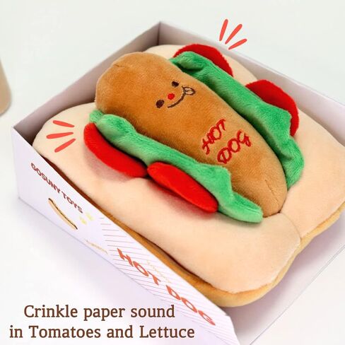 GOSUNY TOYS Crinkly Dog Toys, HOT Dog Dog Toy, Multi Squeaker Dog Toys, Crinkle Dog Toys for Small Dogs, Dog Snuffle Toy in Kuwait