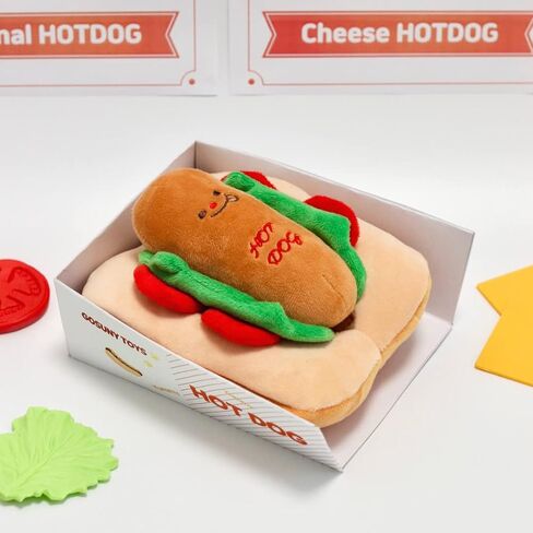 GOSUNY TOYS Crinkly Dog Toys, HOT Dog Dog Toy, Multi Squeaker Dog Toys, Crinkle Dog Toys for Small Dogs, Dog Snuffle Toy in Kuwait