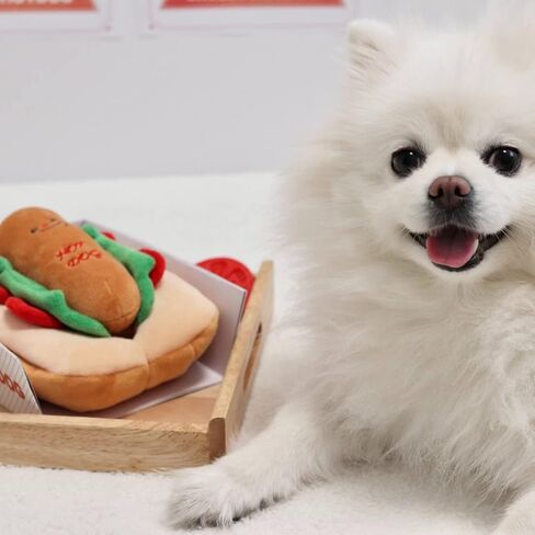 GOSUNY TOYS Crinkly Dog Toys, HOT Dog Dog Toy, Multi Squeaker Dog Toys, Crinkle Dog Toys for Small Dogs, Dog Snuffle Toy in Kuwait