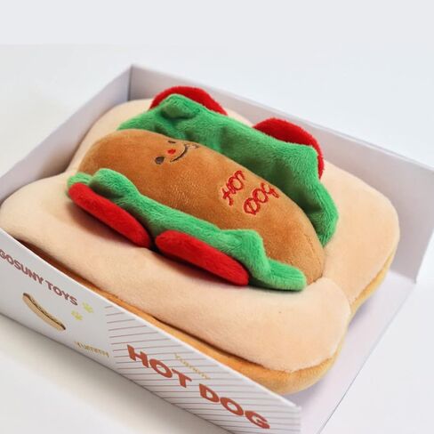 GOSUNY TOYS Crinkly Dog Toys, HOT Dog Dog Toy, Multi Squeaker Dog Toys, Crinkle Dog Toys for Small Dogs, Dog Snuffle Toy in Kuwait