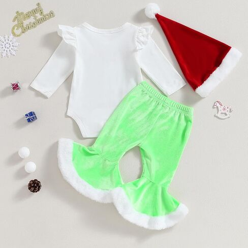 Louatui Christmas Baby Boy Girl Outfit Infant The Baby Who Stole Christmas Outfit Romper Furry Suspender Pants Xmas Gifts in Kuwait