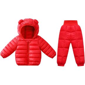 Winter Hooded Down Coat and Pants Suit for Kids Baby Boys Girls Lightweight Puffer Bear Hoods Infant Outerwear in Kuwait