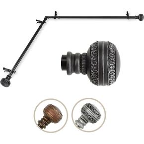 Rod Desyne 13/16" Ornament Corner Window Rod, 28-48 inch, Black