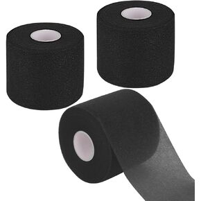 2 Rolls Athletic Tape 65.6 ft Per Roll Athletic Sports Foam Tape Black Pre Wrap Tape for Strains and Sprains No Sticky Residue for Tennis, Boxing, Bats Athlete Trainers
