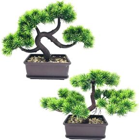 Fycooler Artificial Bonsai Tree-Fake Plant in Pot Artificial Plants,Faux Bonsai Japanese Pine Bonsai Artificial Plants for Home Decor Indoor,Office/Windowsill/Yard,Desktop Display, Zen Garden Décor