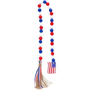 Patriotic Beaded Hanging Decor with Jute Tassel for 4th of July, Memorial Day, Veteran's Day - 26 Inch in Kuwait