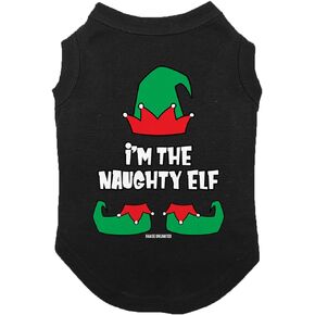 I'm The Naughty Elf - قميص للكلاب (أسود، كبير) in Kuwait
