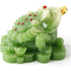 بويول ضفدع نقود بلون اخضر من فينغ شوي (ضفدع ثروة بثلاثة ارجل او ضفدع نقود) تمثال لتزيين تابلوه السيارة، يجذب الثروة والحظ السعيد in Kuwait