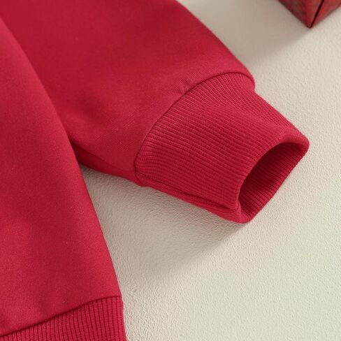 Mandizy Baby Boy Christmas Outfit Long Sleeve Crewneck Sweatshirt Tops Solid Jogger Pants Tracksuit Clothes Set in Kuwait