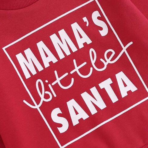 Mandizy Baby Boy Christmas Outfit Long Sleeve Crewneck Sweatshirt Tops Solid Jogger Pants Tracksuit Clothes Set in Kuwait