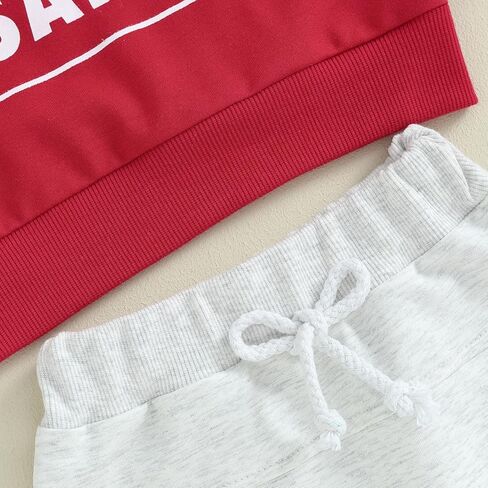 Mandizy Baby Boy Christmas Outfit Long Sleeve Crewneck Sweatshirt Tops Solid Jogger Pants Tracksuit Clothes Set in Kuwait