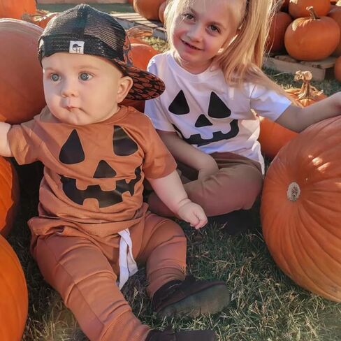 Toddler Baby Boy Halloween Outfit Long Sleeve Ghost/Pumpkin Sweatshirt Tops Elastic Pants 2PCS Fall Winter Clothes in Saudi Arabia