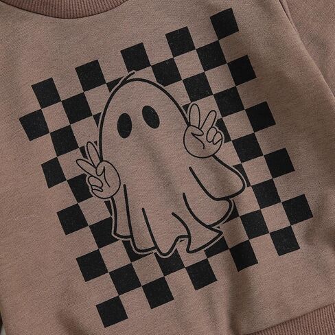 Toddler Baby Boy Halloween Outfit Long Sleeve Ghost/Pumpkin Sweatshirt Tops Elastic Pants 2PCS Fall Winter Clothes in Kuwait