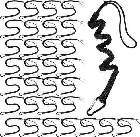 LEIFIDE Tool Lanyard Standard Length Safety Tool Leash 17.6lb 8kg Tough Adjustable Fall Protection Tether with Aluminum Screw Lock Buckle, Shock Cord Stopper and Retractable Loop End, Black (1 Pcs) in Saudi Arabia