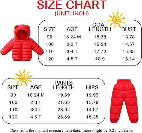 Winter Hooded Down Coat and Pants Suit for Kids Baby Boys Girls Lightweight Puffer Bear Hoods Infant Outerwear in Kuwait