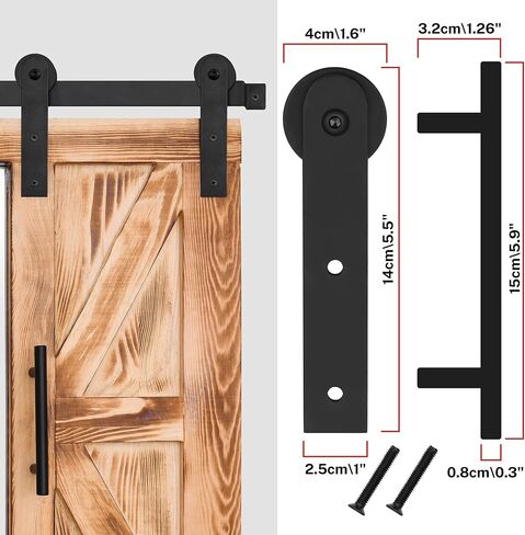COGOOD Farmhouse Barn Door Mirror - 37" x 26" Rustic Wood Framed Mirror Wall Decor for Dining Room, Bathroom, Living Room, Bedroom Decorative, Rustic Black in Saudi Arabia