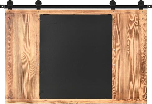 COGOOD Farmhouse Barn Door Mirror - 37" x 26" Rustic Wood Framed Mirror Wall Decor for Dining Room, Bathroom, Living Room, Bedroom Decorative, Rustic Black in Saudi Arabia