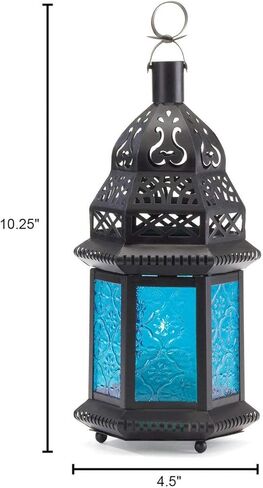 فانوس زجاجي مغربي أزرق اللون من كوهلر 37438 in Kuwait