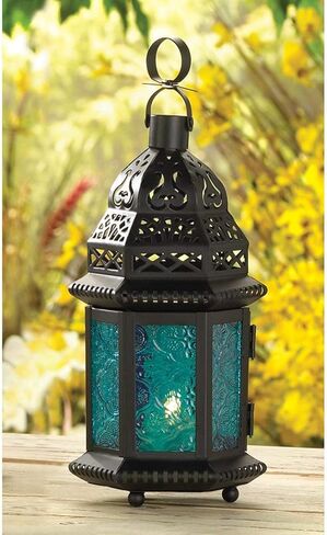 فانوس زجاجي مغربي أزرق اللون من كوهلر 37438 in Kuwait