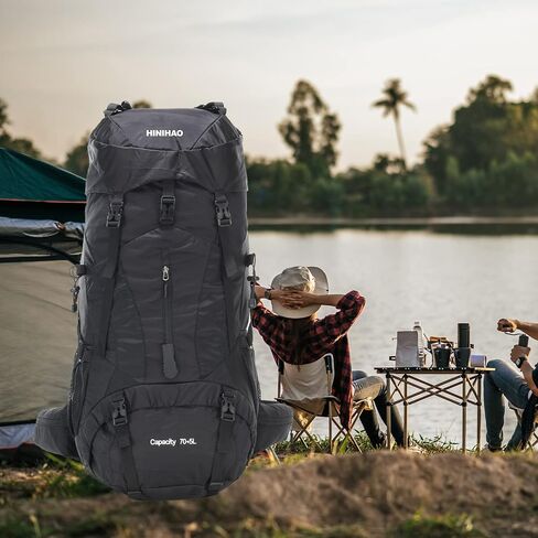Hiking Backpack with Rain Cover Lightweight Travel Backpack Waterproof Camping Backpack Daypack for Outdoor (70L Black) in Saudi Arabia