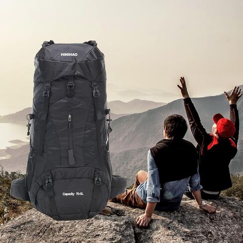 Hiking Backpack with Rain Cover Lightweight Travel Backpack Waterproof Camping Backpack Daypack for Outdoor (70L Black) in Saudi Arabia