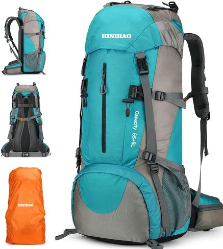 Hiking Backpack with Rain Cover Lightweight Travel Backpack Waterproof Camping Backpack Daypack for Outdoor (70L Black) in Saudi Arabia