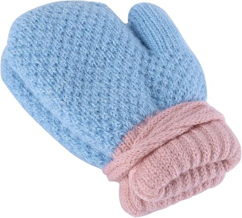 Kids Fleece Lined Knit Mittens Toddler Warm Winter Gloves with String Full Finger Gloves Thermal Snow Ski Gloves for Age 2-4Y in Saudi Arabia