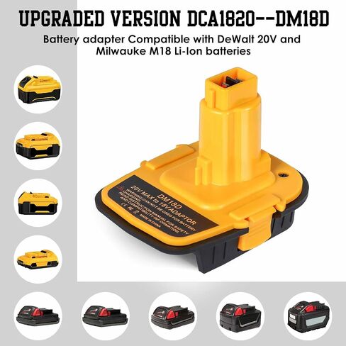 DM18D Battery Adapter for Dewalt 18V Tools, Replace DCA1820 for DeWalt 20V & for Milwaukee M18 Lithium Battery to for DeWalt 18V NiCad & NiMh Battery Tools, with USB Port (1 Pack) in Saudi Arabia