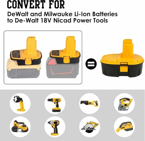 DM18D Battery Adapter for Dewalt 18V Tools, Replace DCA1820 for DeWalt 20V & for Milwaukee M18 Lithium Battery to for DeWalt 18V NiCad & NiMh Battery Tools, with USB Port (1 Pack) in Saudi Arabia