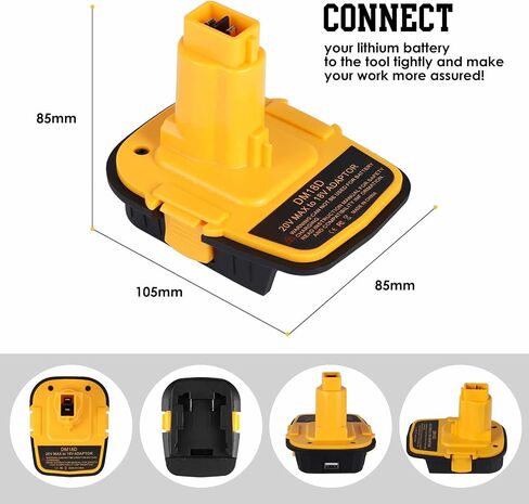 DM18D Battery Adapter for Dewalt 18V Tools, Replace DCA1820 for DeWalt 20V & for Milwaukee M18 Lithium Battery to for DeWalt 18V NiCad & NiMh Battery Tools, with USB Port (1 Pack) in Saudi Arabia