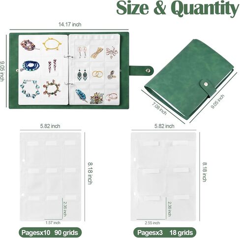VINAIDA Jewelry Storage Book, PU Leather Travel Jewelry Organizer with Anti-drop Extra Sturdy Transparent Pockets With Write On Label Portable Earrings Album Binder for Ring,Necklace Stud in Kuwait