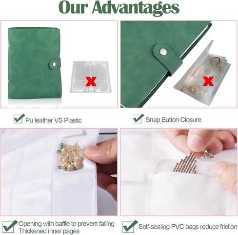 VINAIDA Jewelry Storage Book, PU Leather Travel Jewelry Organizer with Anti-drop Extra Sturdy Transparent Pockets With Write On Label Portable Earrings Album Binder for Ring,Necklace Stud in Kuwait