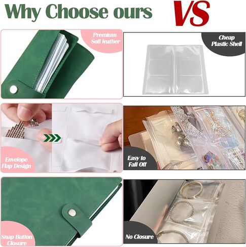 VINAIDA Jewelry Storage Book, PU Leather Travel Jewelry Organizer with Anti-drop Extra Sturdy Transparent Pockets With Write On Label Portable Earrings Album Binder for Ring,Necklace Stud in Kuwait