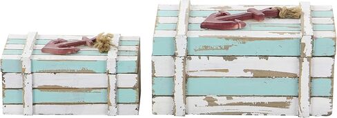 Deco 79 Wood Box Nautical Maritime Decor, 10-Inch by 7-Inch, Set of 2 in Kuwait