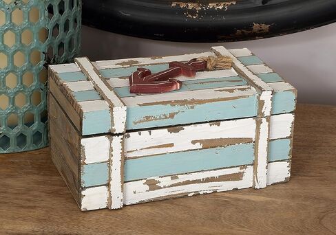 Deco 79 Wood Box Nautical Maritime Decor, 10-Inch by 7-Inch, Set of 2 in Kuwait