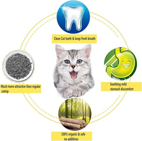 20 قطعة من أعواد مضغ القطط من روزيكلو، عضوية للعناية بالأسنان، أعواد النعناع البري الطبيعية، ألعاب المولي للأسنان للقطط كيتي in Kuwait