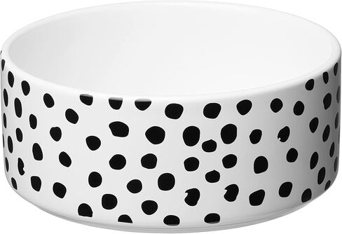 Amici Pet Dots Pet Food Bowl | Pet Food and Water Dish | 28 Ounce Capacity | Dog Food Bowl with White & Black Dots Design | Anti-Slip Ceramic Pet Food Dish in Kuwait