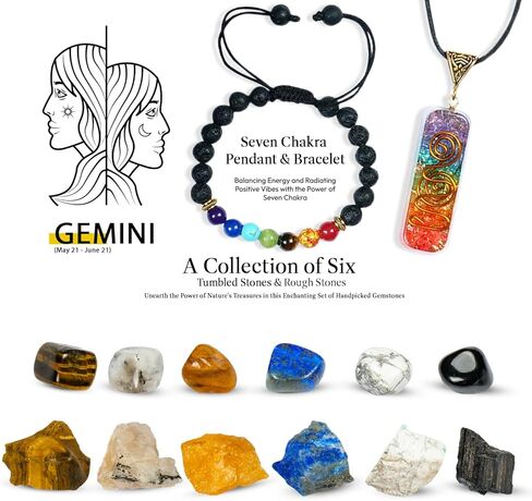 Gemini Crystal Set - Zodiac Crystals - Zodiac Sign - Healing Crystal - Gem Stones Rocks Crystals - Gemini Gifts - Crystal Set - Crystal Gifts - Astrology Gifts for Women - Spiritual Gifts for Women in Kuwait