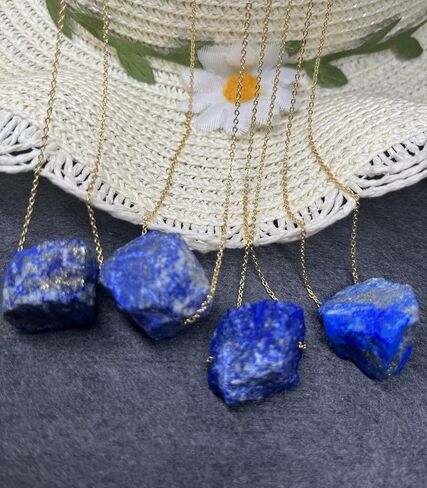 قلادة AITELEI من الكوارتز الوردي الخام الطبيعي مع سلسلة مطلية بالذهب عيار 18 قيراط قابلة للتعديل، قلادة من الأحجار الكريمة الخام والكريستال وحجر الشفاء من الريكي والأحجار الكريمة الروحية للنساء والرجال in Kuwait