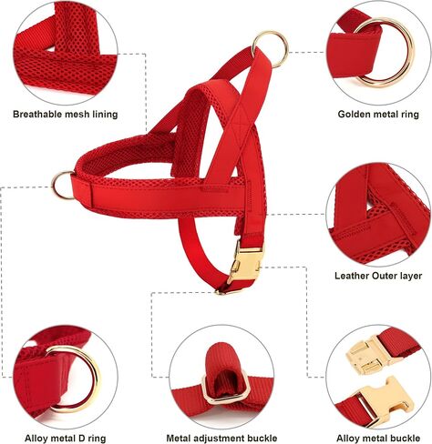 PET ARTIST No Pull Dog Harness, Soft Padded Leather Dog Harness, Step in Dog Harness with Heavy Duty Metal Buckle, Adjustable Quick Fit Dog Strap Vest Harness for Large Dogs Walking Training(Brown,L) in Kuwait