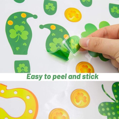 St. Patrick's Day Decorations Leprechaun Footprint Floor Decals 184 Ct Shamrock Gold Coin Clings Stickers for Home Window 40 Pairs Footprints in Saudi Arabia