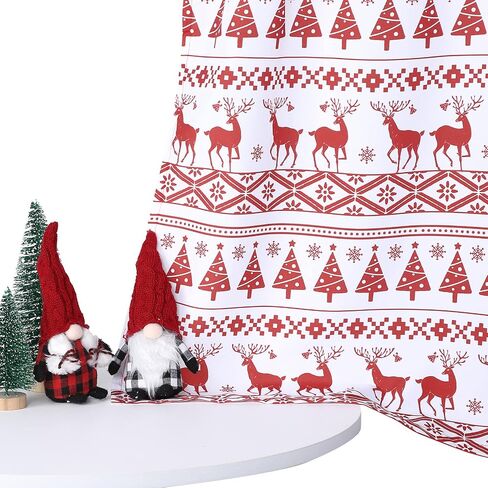 GlowSol Christmas Curtain, Boho Linen Short Curtains for Bathroom, Rod Pocket Kitchen Curtain Half Curtain Cafe Curtains for Bathroom Bedroom Living Room, 26" x 45", 2 Panels in Saudi Arabia