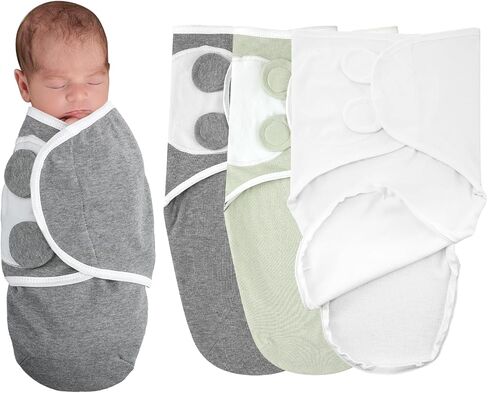 VitalCozy 3 Pcs Preemie Swaddle Blankets Easy Adjustable Swaddle Blanket Wrap with Zipper Cotton Newborn Swaddles Baby Sleep for Preemie Boys Girls Diaper Changes, 3 Colors in Saudi Arabia